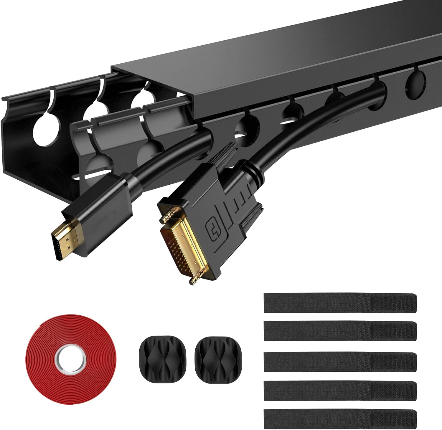 Cable Raceway 77in Wire Covers Under Desk Cable Management 5-Pack