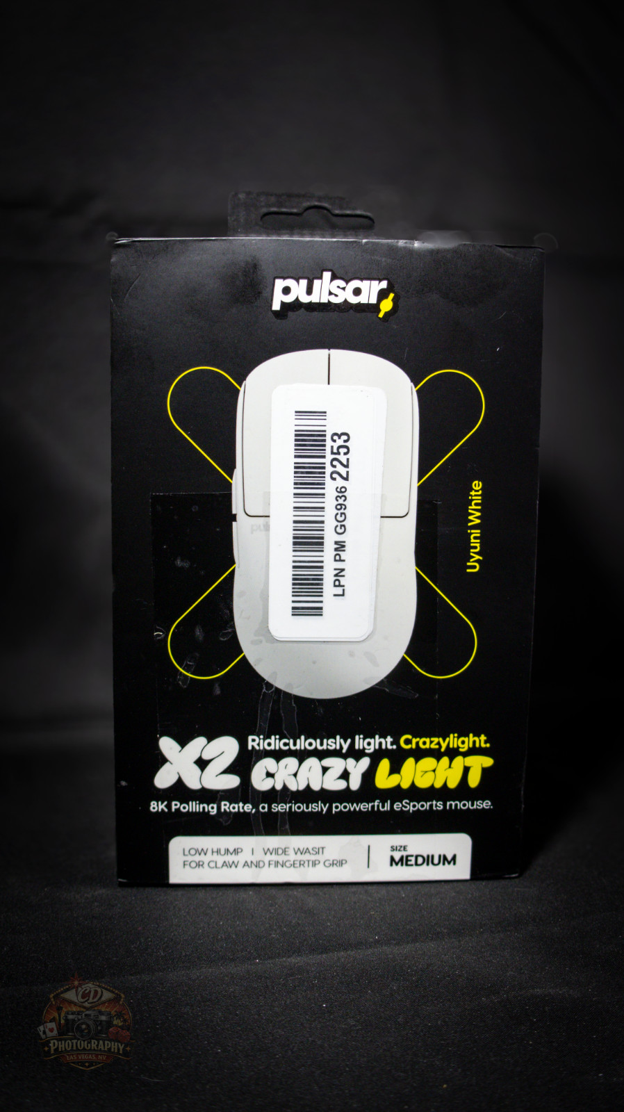 Pulsar X2 CrazyLight Medium Wireless Gaming Mouse Uyuni White 8K 32K DPI