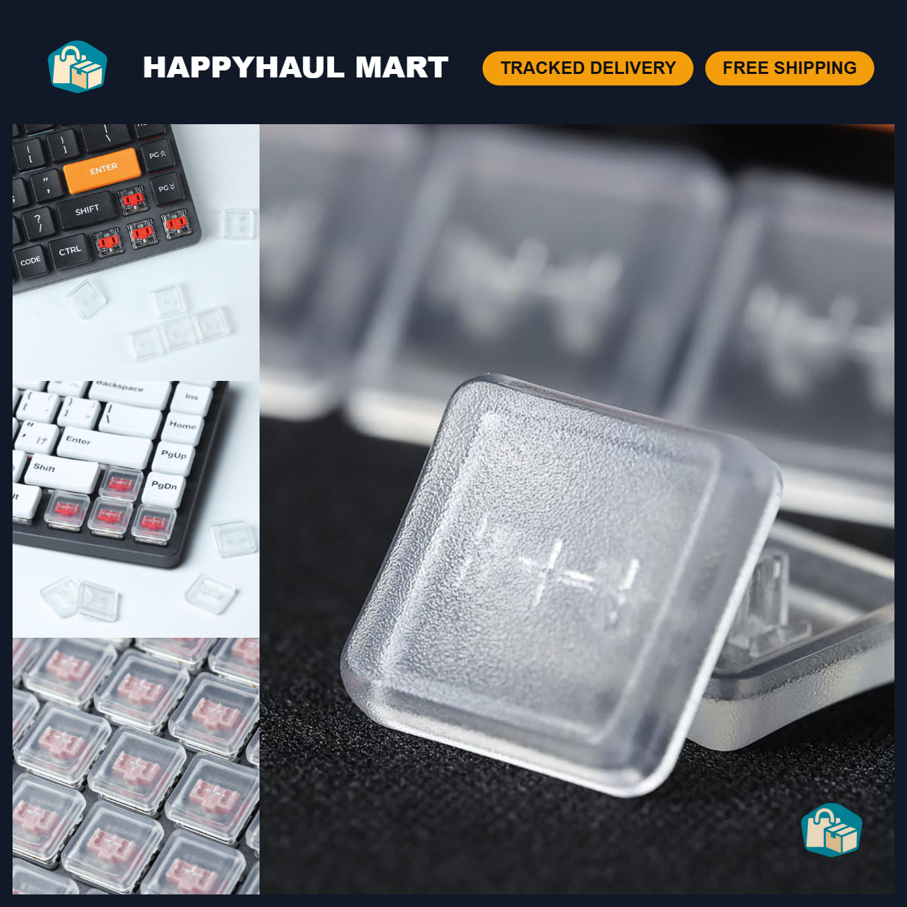 Low Profile PBT Keycaps for Mechanical Keyboards, Hot-Swappable, 35Pcs, Clear Ma