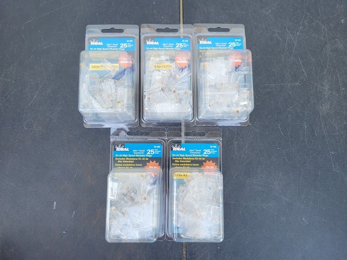 Ideal RJ-45 High Speed 25 Pack Modular Plugs 50µ Gold 85-366 Lot Of 5 RJ45