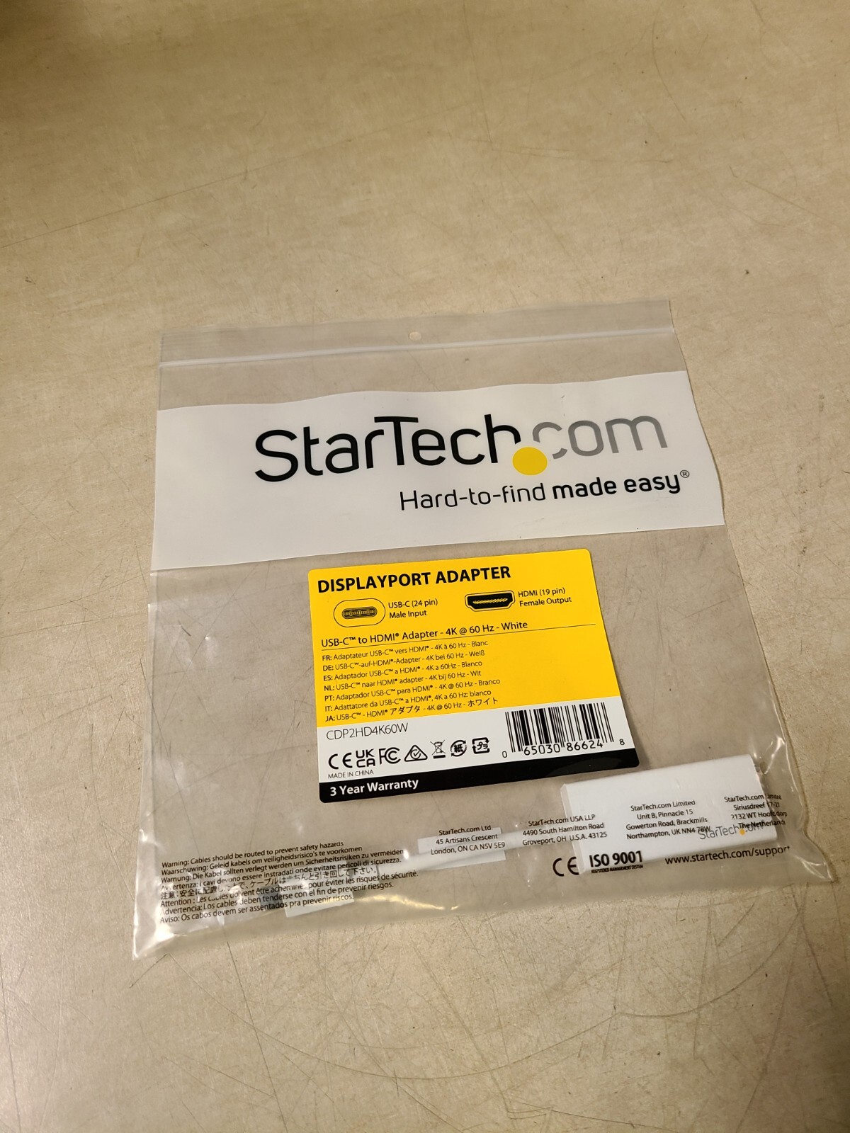 StarTech USB C to HDMI Adapter - White - 4K 60Hz CDP2HD4K60W 065030866248