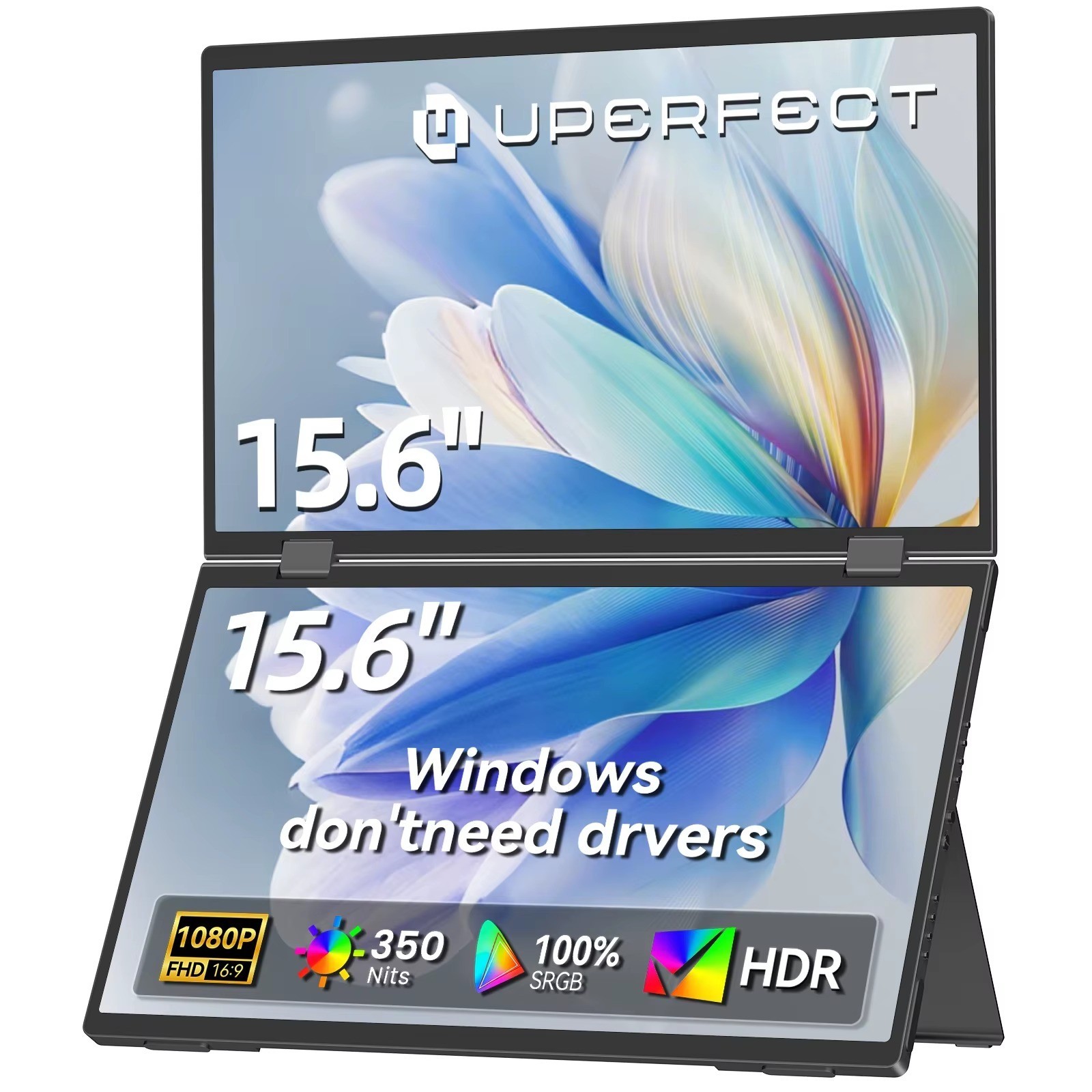 UPERFECT 15.6" Laptop Screen Extender Dual Monitor 1080P IPS HDMI USB-C