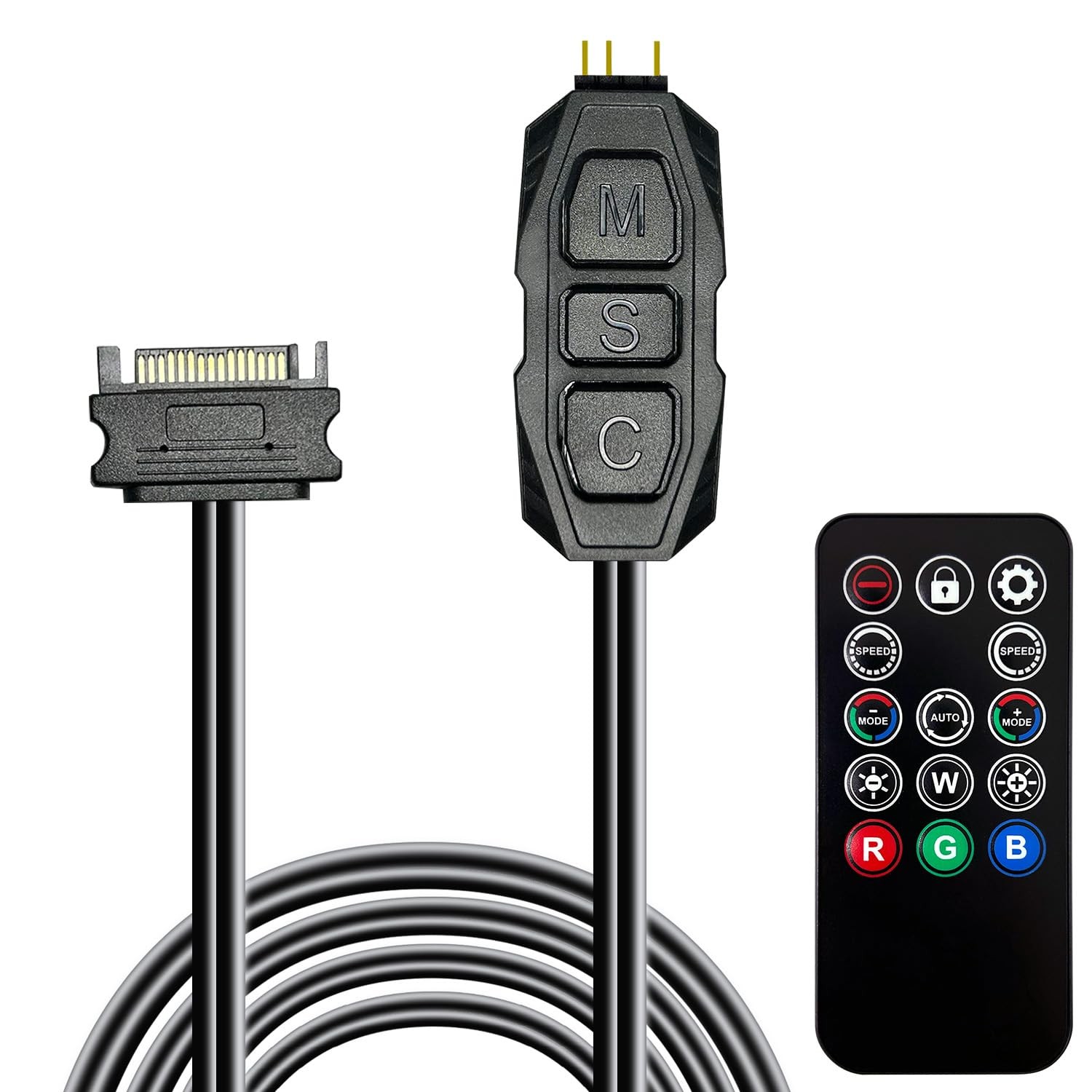 ARGB Controller Kit for PC Case Fans, 5V 3Pin, SATA Power, Remote Control