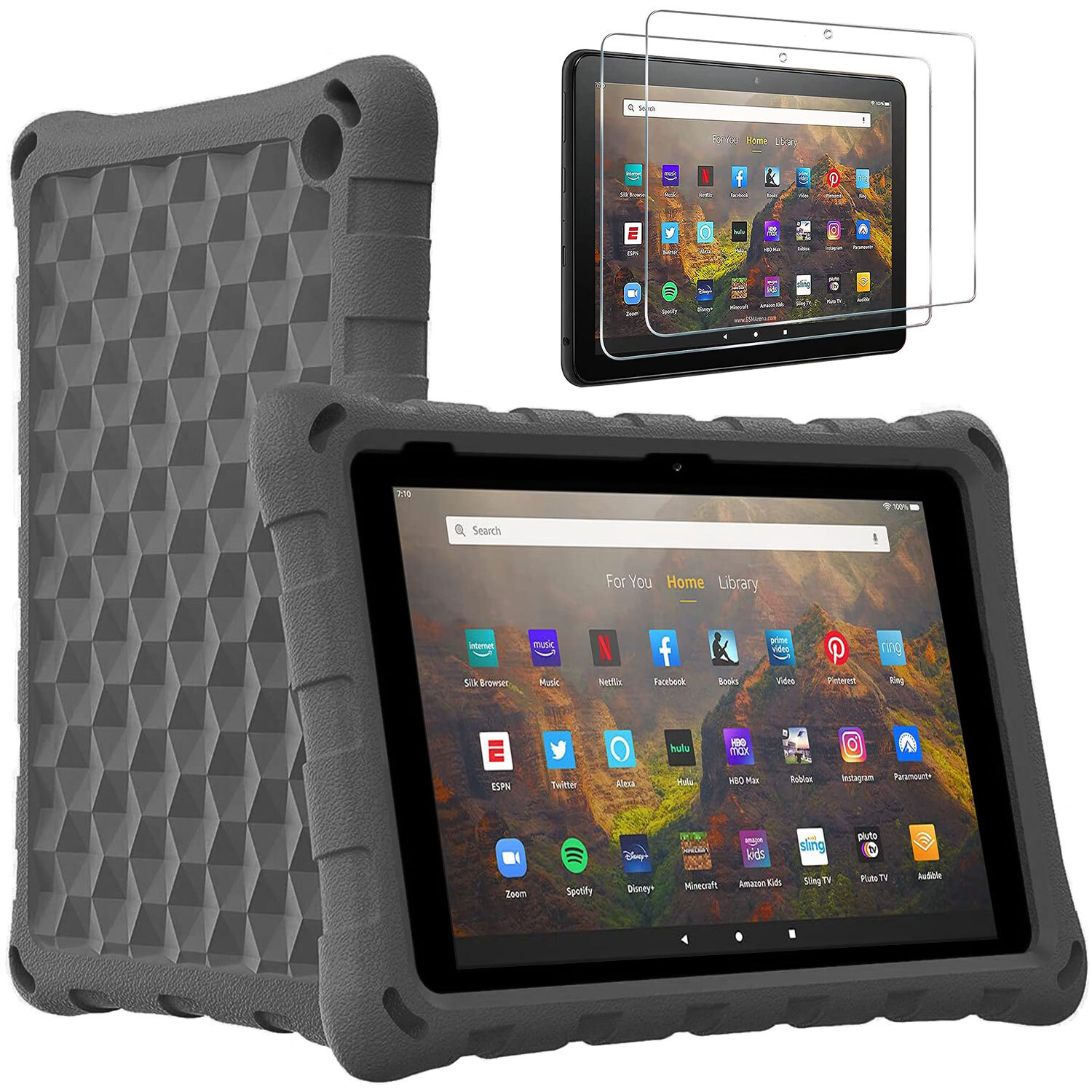 Amazon Fire 7 Tablet Case 12th Gen/ 2PCS Glass Screen Protector for Fire 7" 2022
