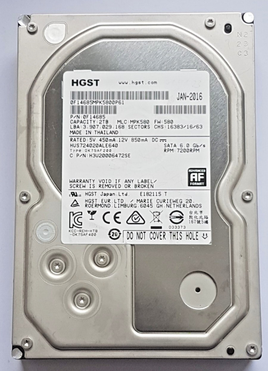 2TB SATA Hitachi HUS724020ALE640 7200rpm 64MB HDD 3.5" Internal Hard Drive