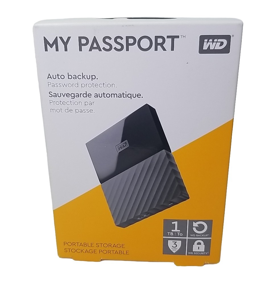 New WD My Passport 1TB Portable External Hard Drive Black WDBYNN0010BBK-WESN