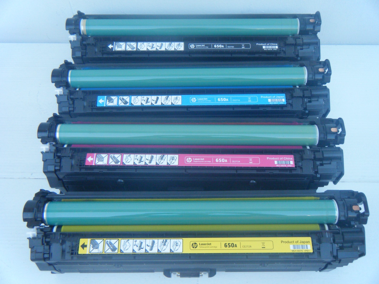 Full Set of Partial hp 650A color ink cartridges for Enterprise M750 Printer