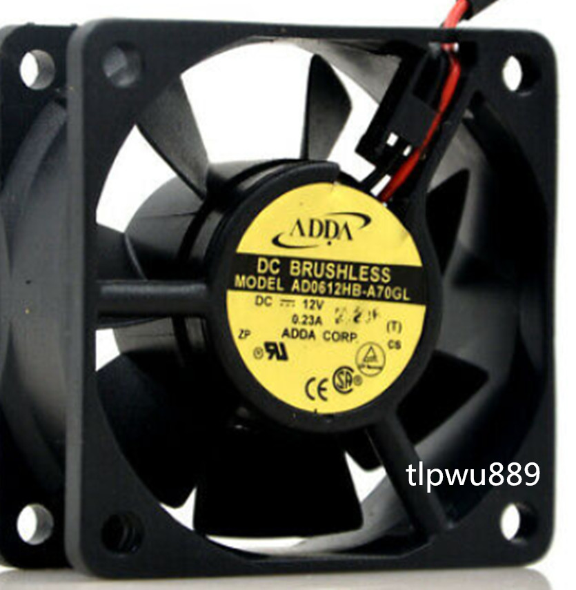 For ADDA AD0612HB-A70GL DC12V 0.23A 60x60x25mm 2 Pin Case/CPU Cooling Fan T1