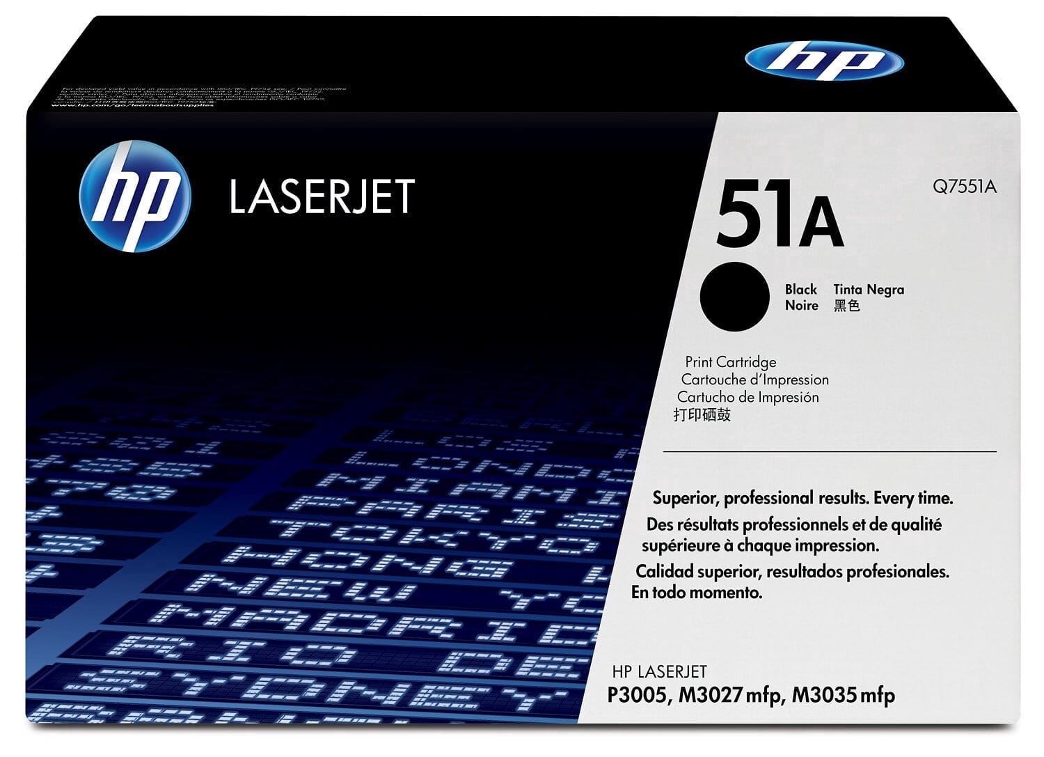 HP 51A Q7551A Black Toner Cartridge LaserJet P3005 M3027 6500 Page Yield New
