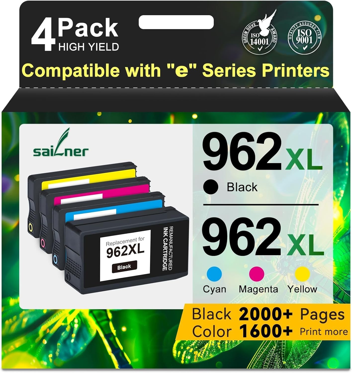 962XL Ink Cartridges Replacement for HP 962XL Ink Cartridges Combo Pack 4PK Upgr