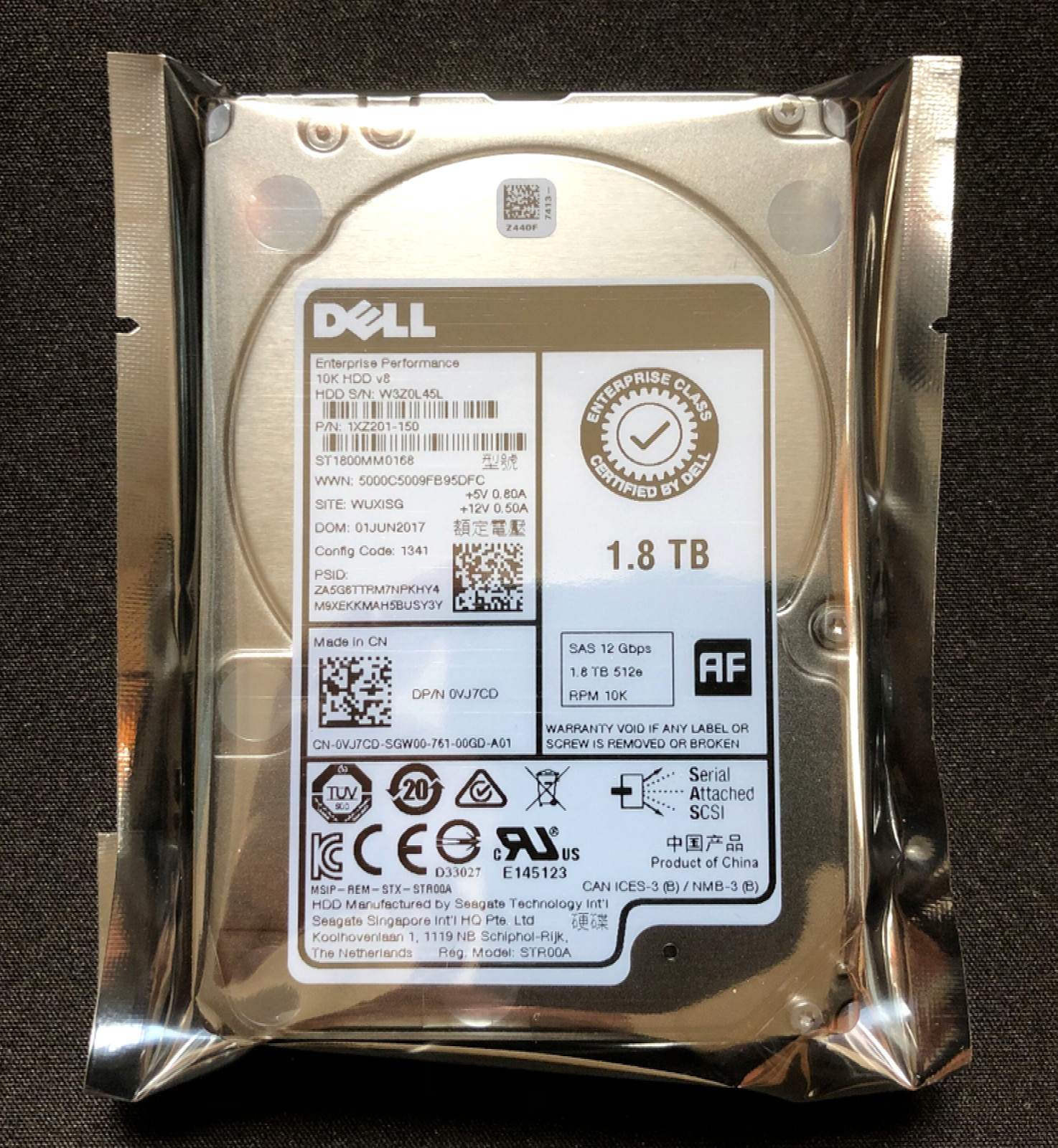 New VJ7CD FOR DELL ENTERPRISE 1.8TB 10K 12Gbps SAS 2.5'' HARD DRIVE ST1800MM0168
