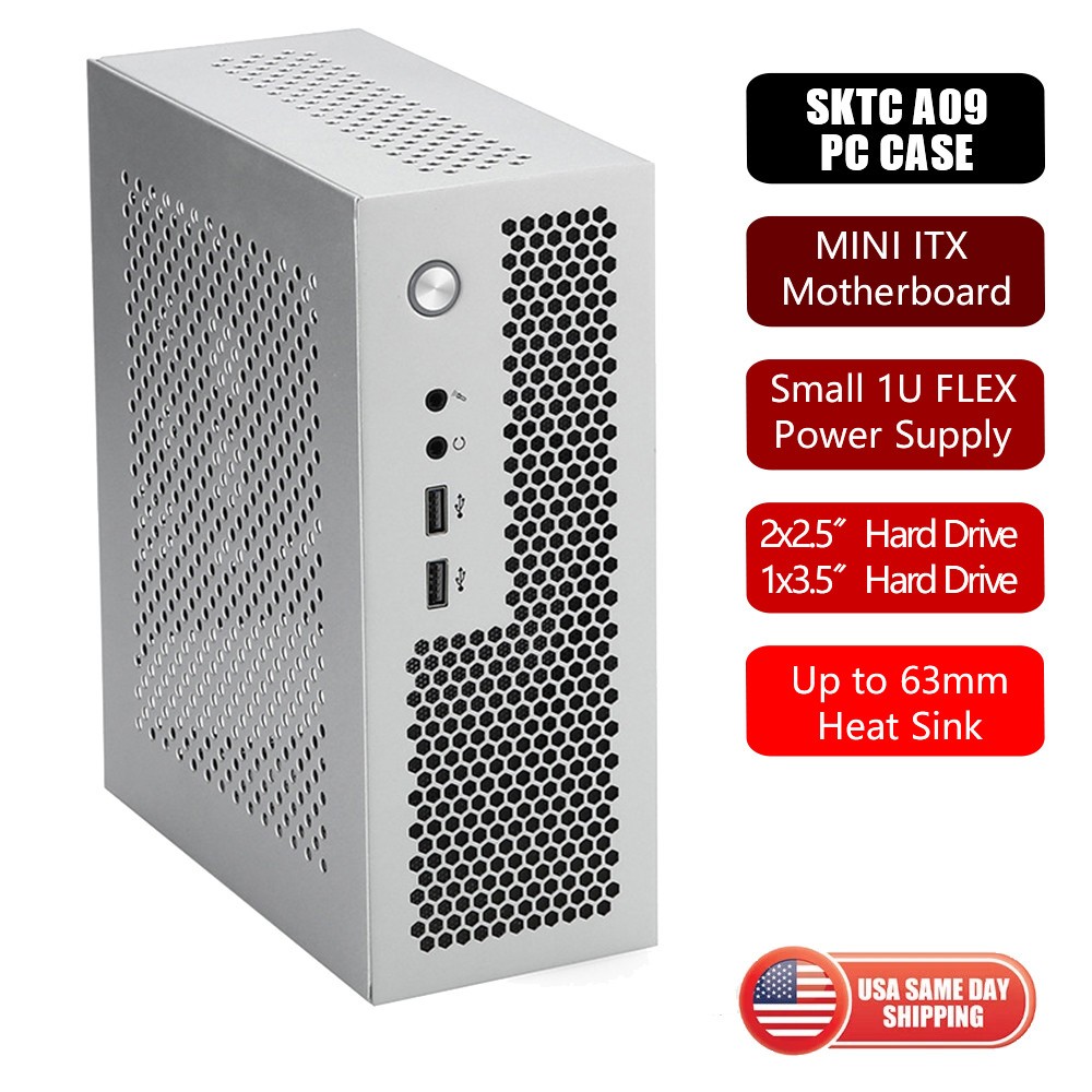 SILVER A09 3.8L Mini ITX 1U Chassis A4 HTPC Portable PC Case PCIe 3.5" Drive