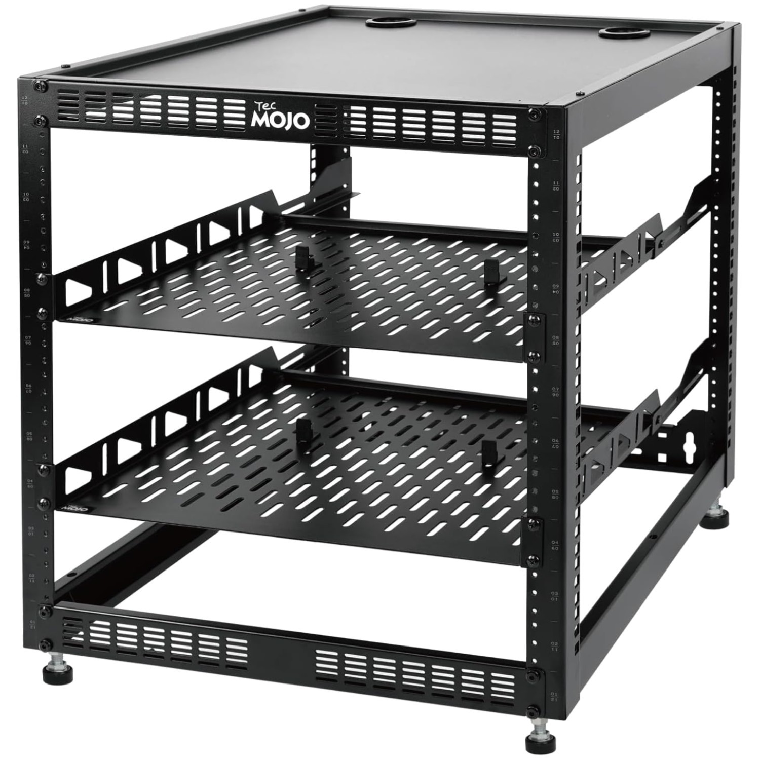 Complete 12U Open Frame Server Rack: Includes Mounting Hardware & 2 Shelves
