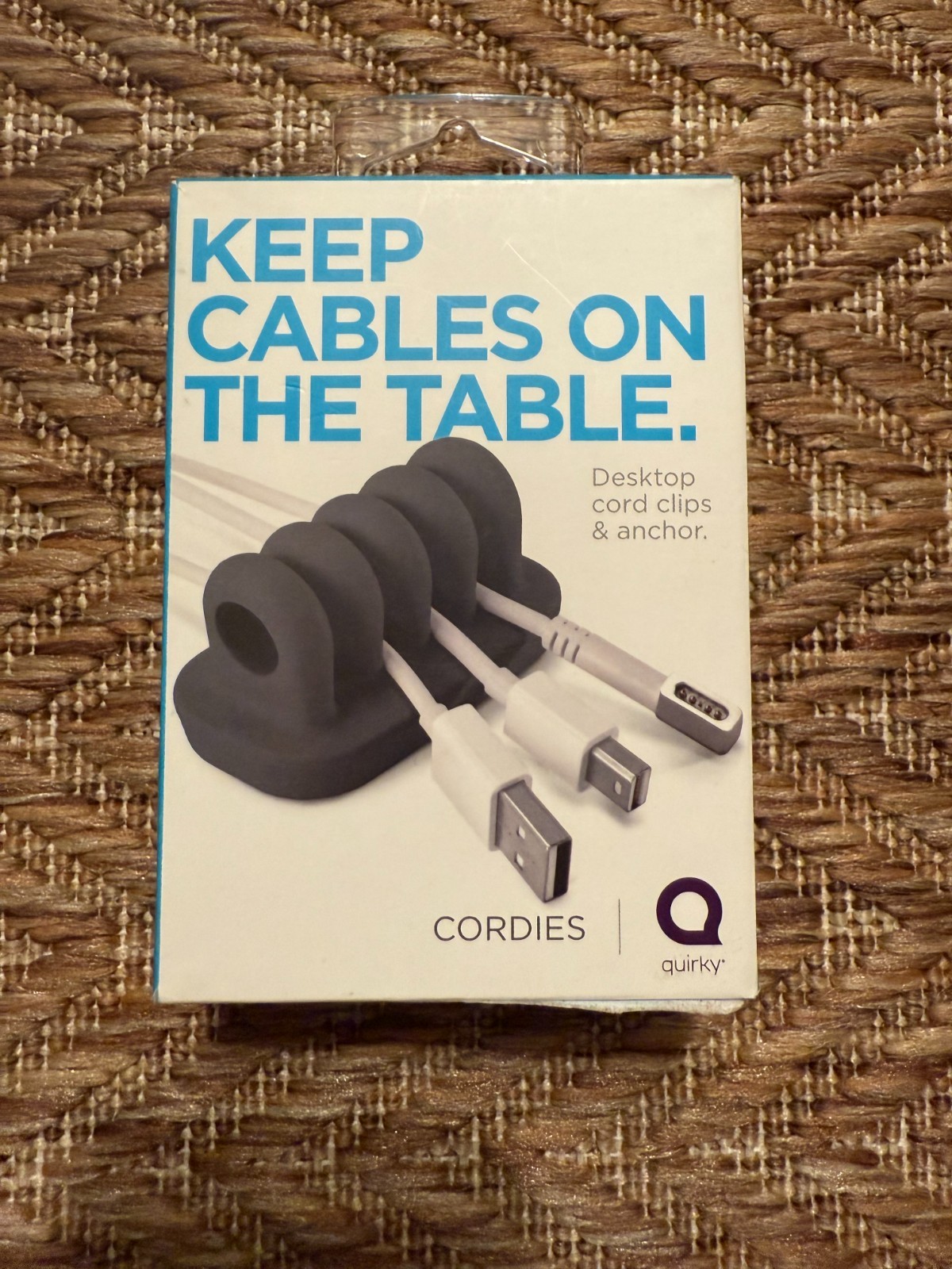 Cordies Desktop cord clips & anchor  Black cable organizer
