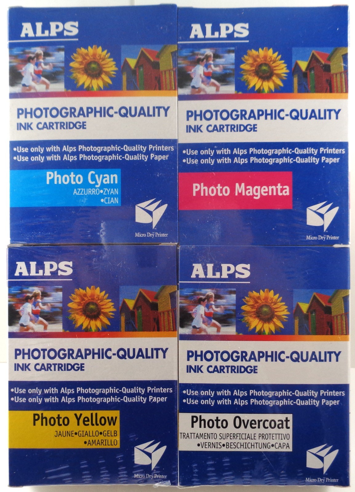 ALPS MD PHOTO INK CARTRIDGES 4 PACK CYAN, MAGENTA, YELLOW AND PHOTO OVERCOAT