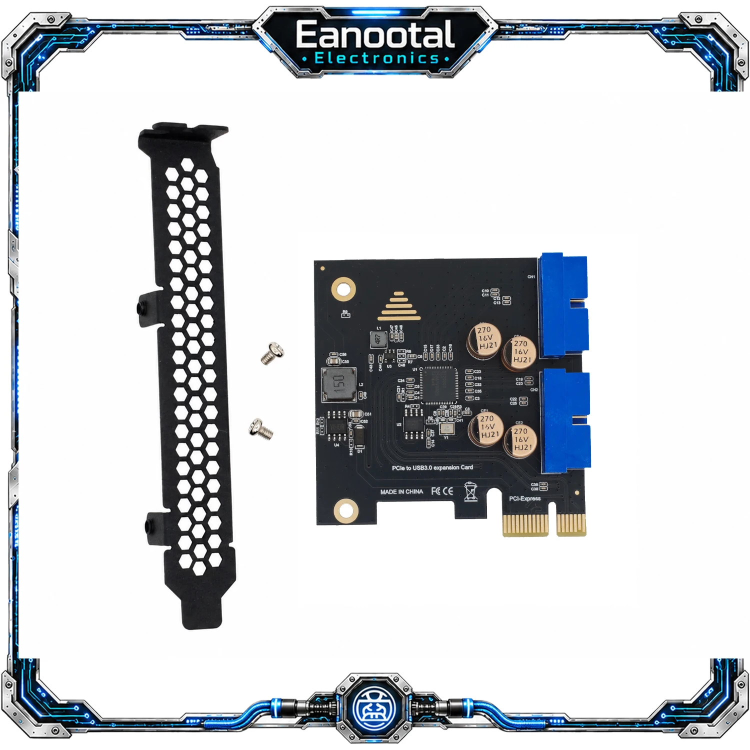 Dual 19Pin USB 3.0 PCIe Expansion Card 5Gbps Internal Header Adapter for Desktop