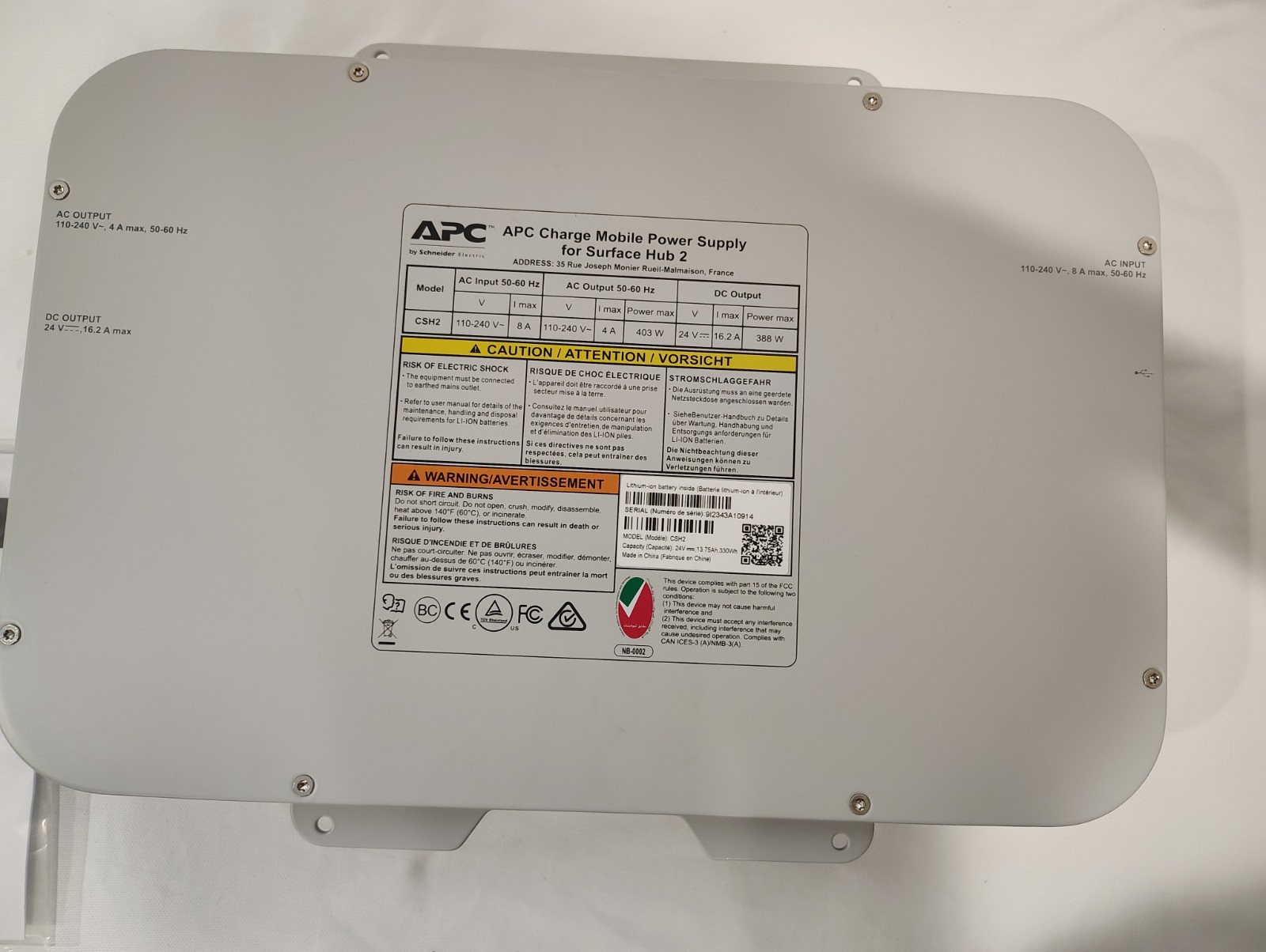 1x APC Smart-UPS Charge Mobile for Surface Hub 2, 2S & 3, PN: CSH2