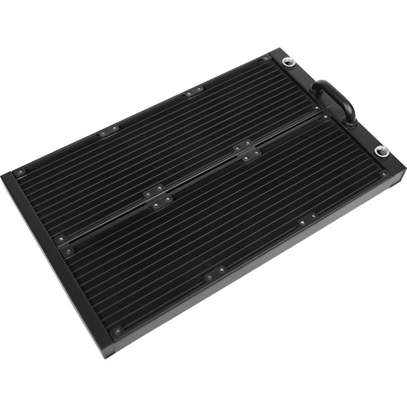 Dual Row Aluminum PC Water Cooling Radiator 360mm G1/4 Black 27mm for 120mm Fans