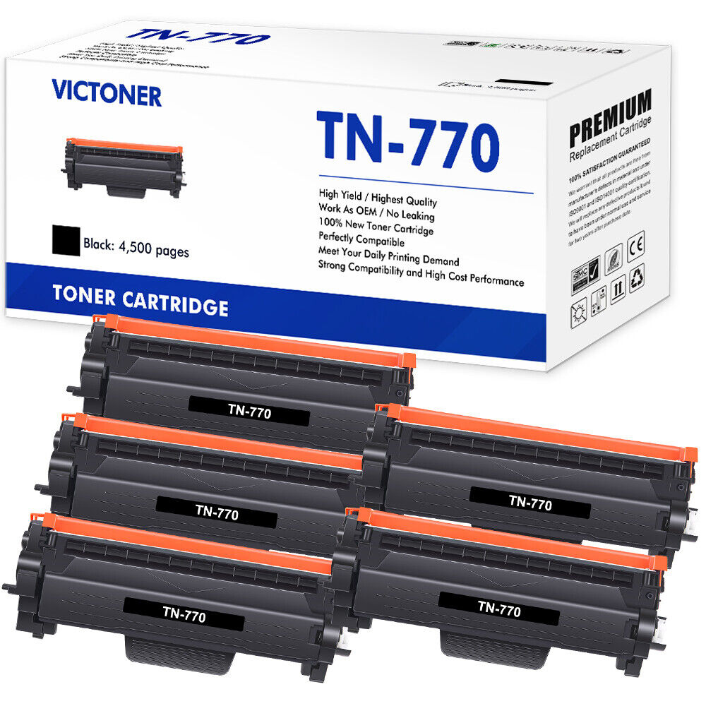 5PK TN-770 Toner Compatible with Brother TN770 HL-L2370DW HL-L2370XL MFC-L2750DW