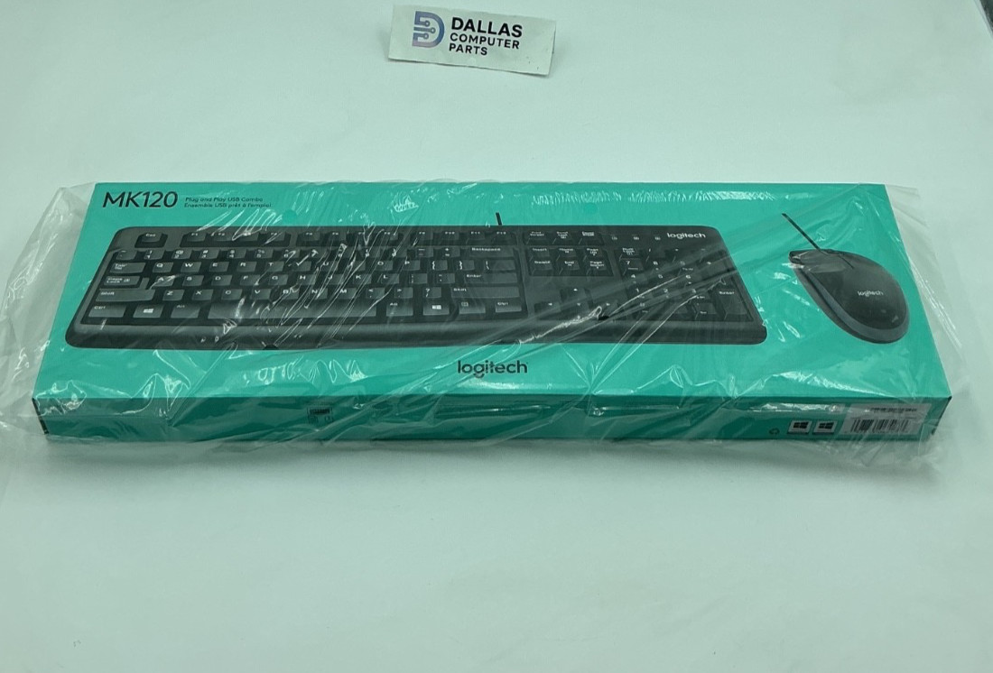 Logitech Full Size Corded Keyboard and Mouse Combo MK120 New in Original Box