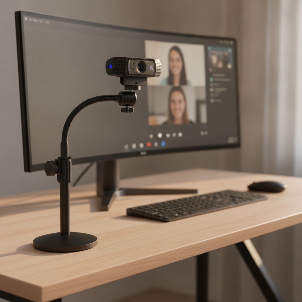Professional Gooseneck Webcam Stand - Fully Adjustable & Portable Design