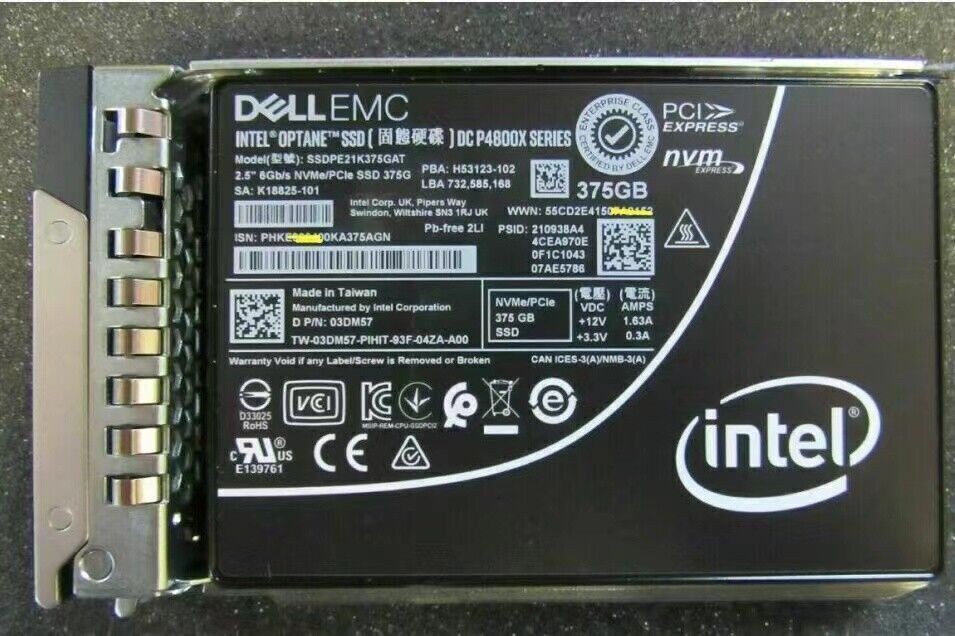 375GB Intel SSD U.2 P4800x SERIES Optane NVME/PCIE SSDPE21K375GAT DELL EMC-