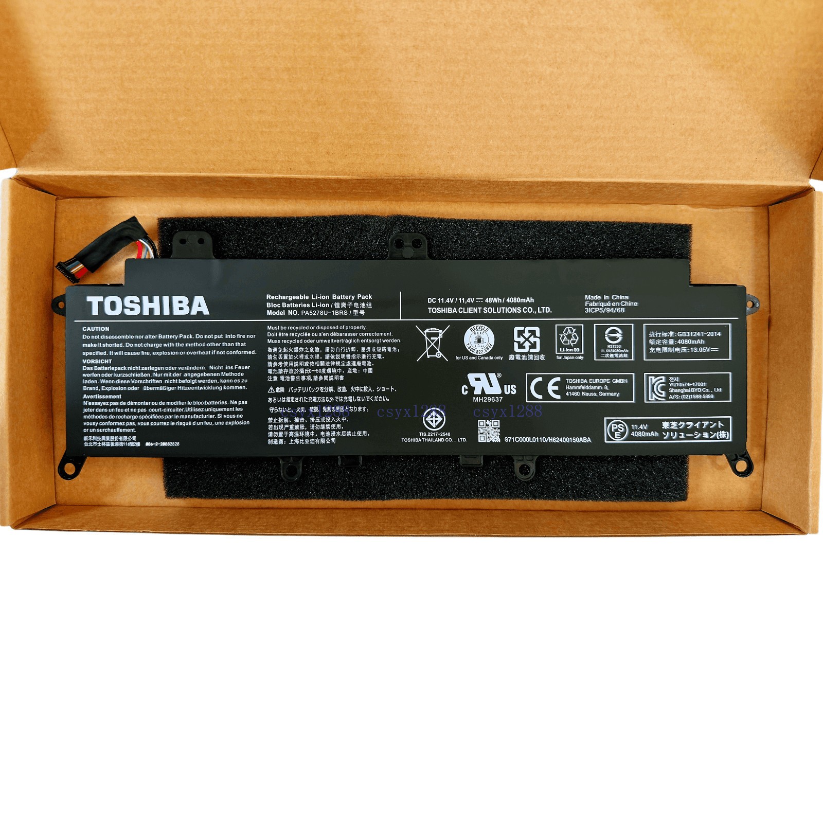 PA5278U-1BRS Genuine Battery for Toshiba Tecra X40-D X40-E X40-F Portege X30-D