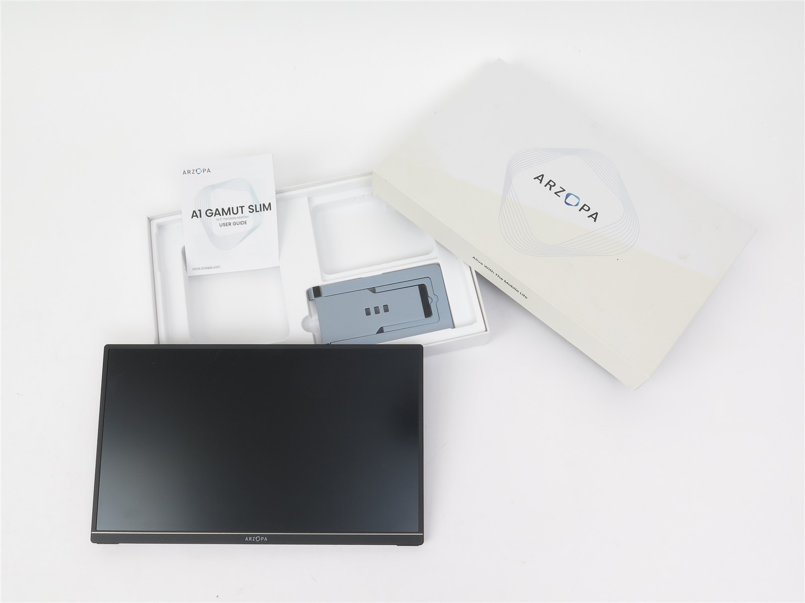 ARZOPA A1 Gamut Slim 14" FHD Portable Monitor Stand Box No Cables