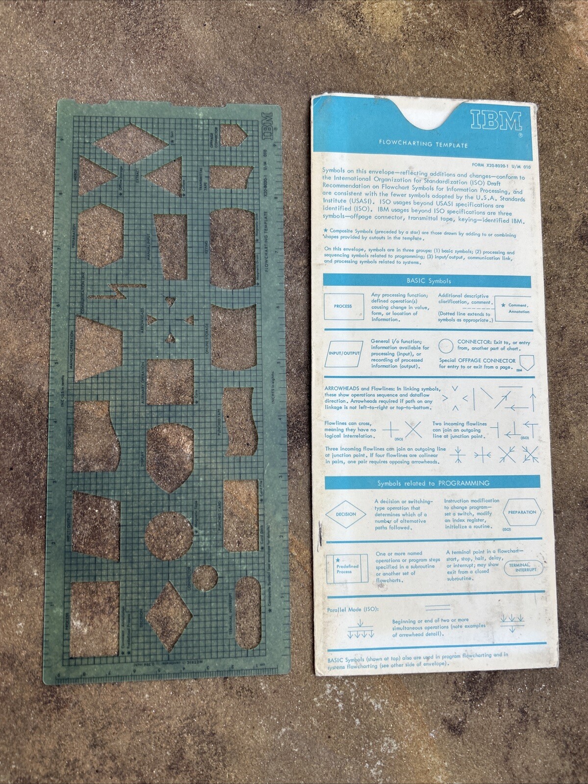 Vintage IBM Plastic Template Flowcharting w/ Paper Sleeves