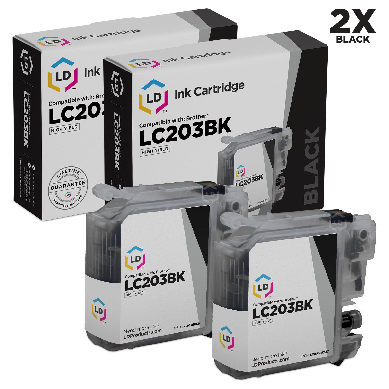 LD for Brother LC203 2pk HY Black J4320DW J4420 J4620 J5520 J5620 J5720