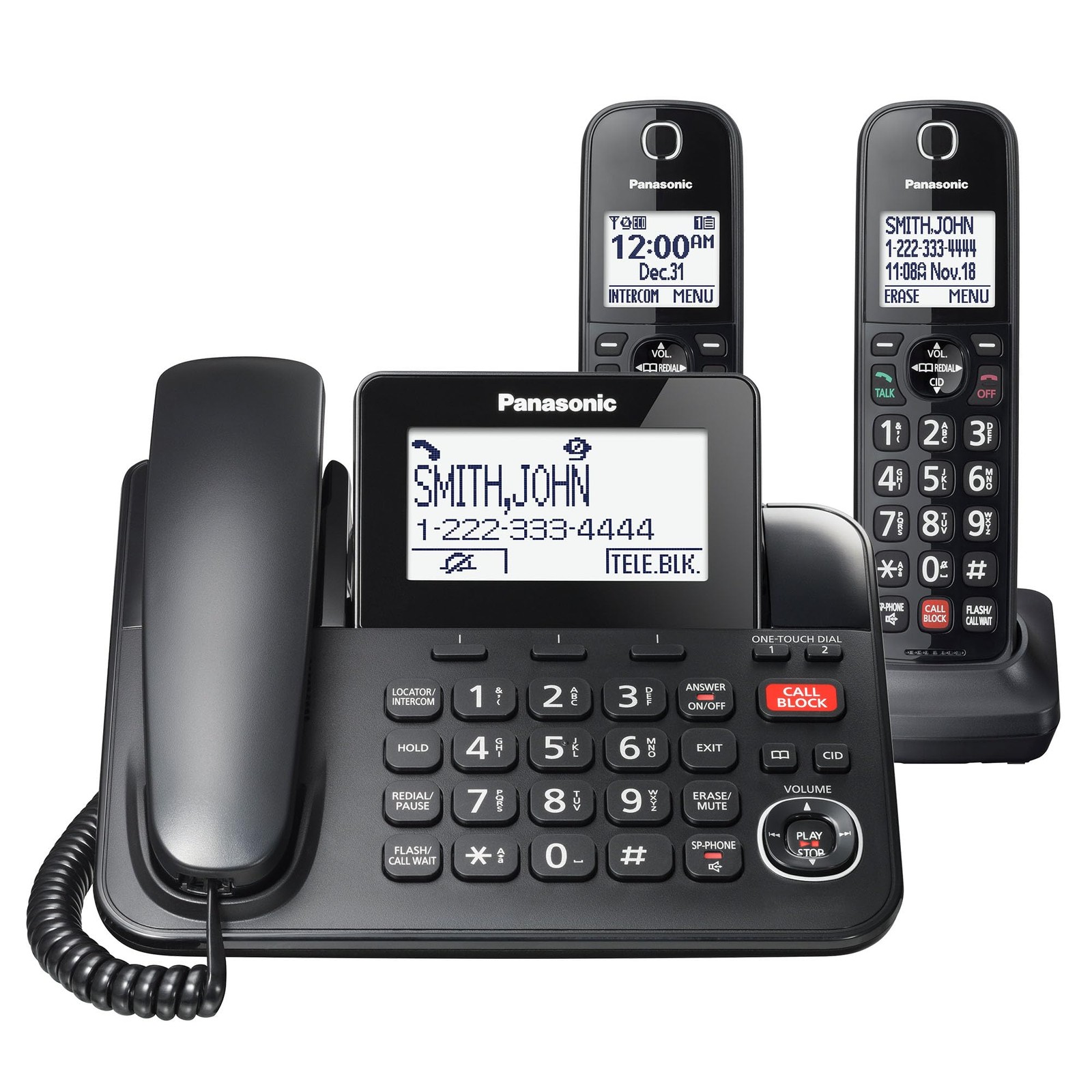 Cordless Phone 2 Handsets Link2Cell Landline Panasonic KX-TGF852B Home