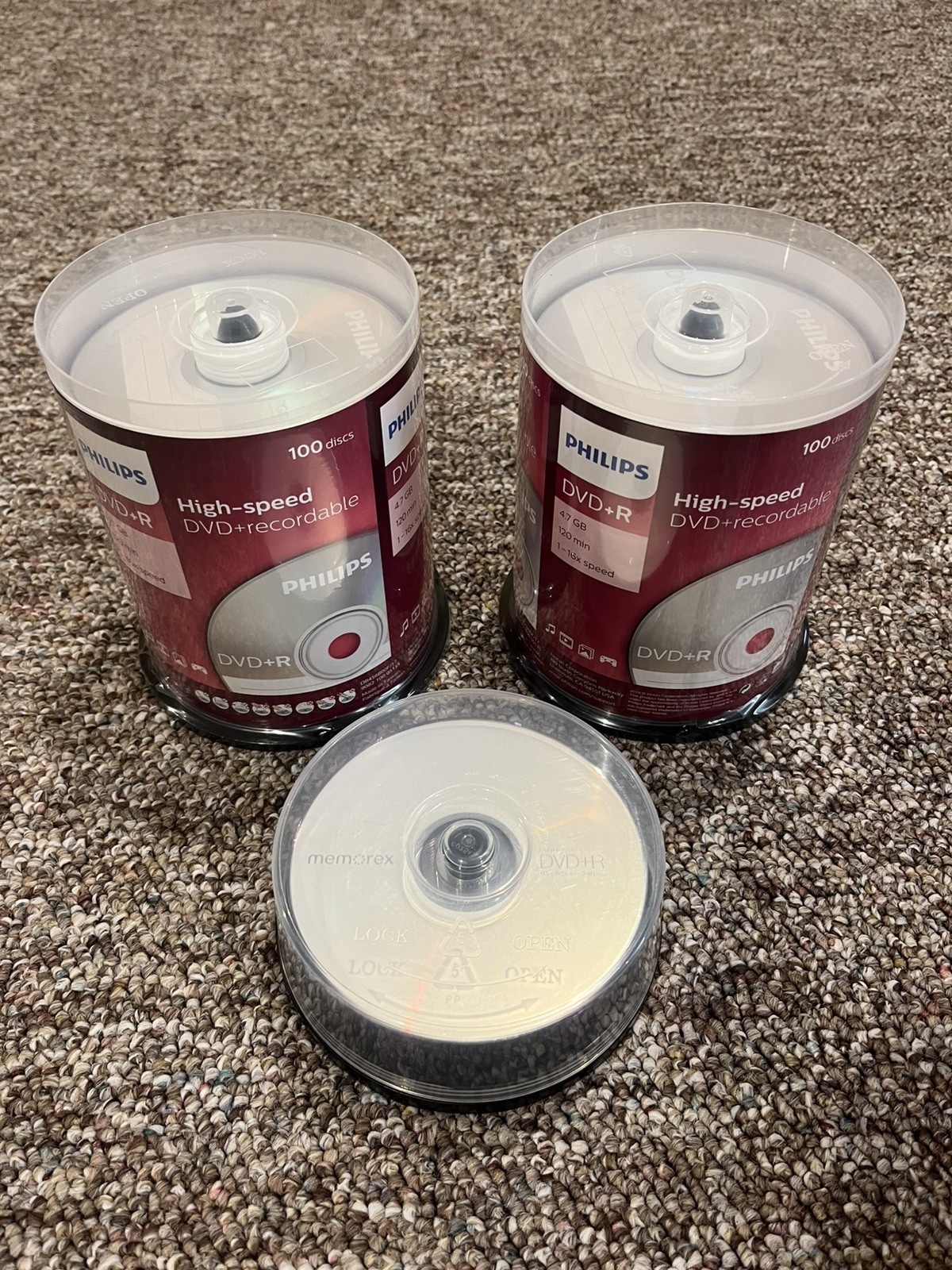 Total 221 -200 PHILIPS DVD-R 16X 4.7GB Media Discs & 21 Memorex DVD-R Discs