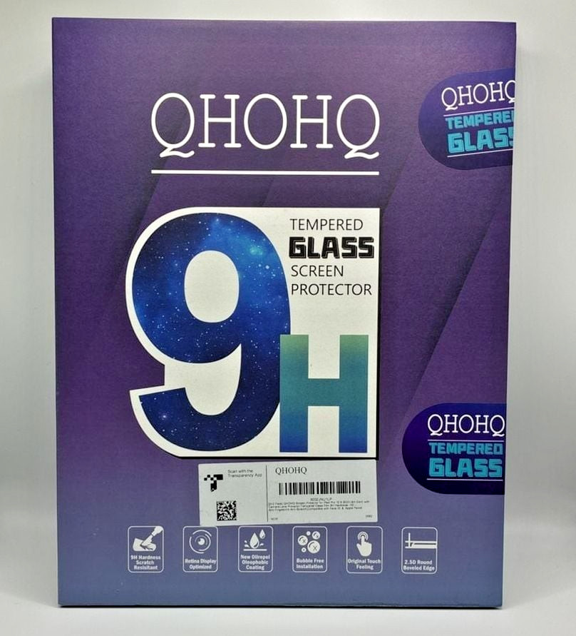 QHOHQ Tempered Glass Screen Protector for iPad Pro 12.9 (4th Gen) 2+2 Pack