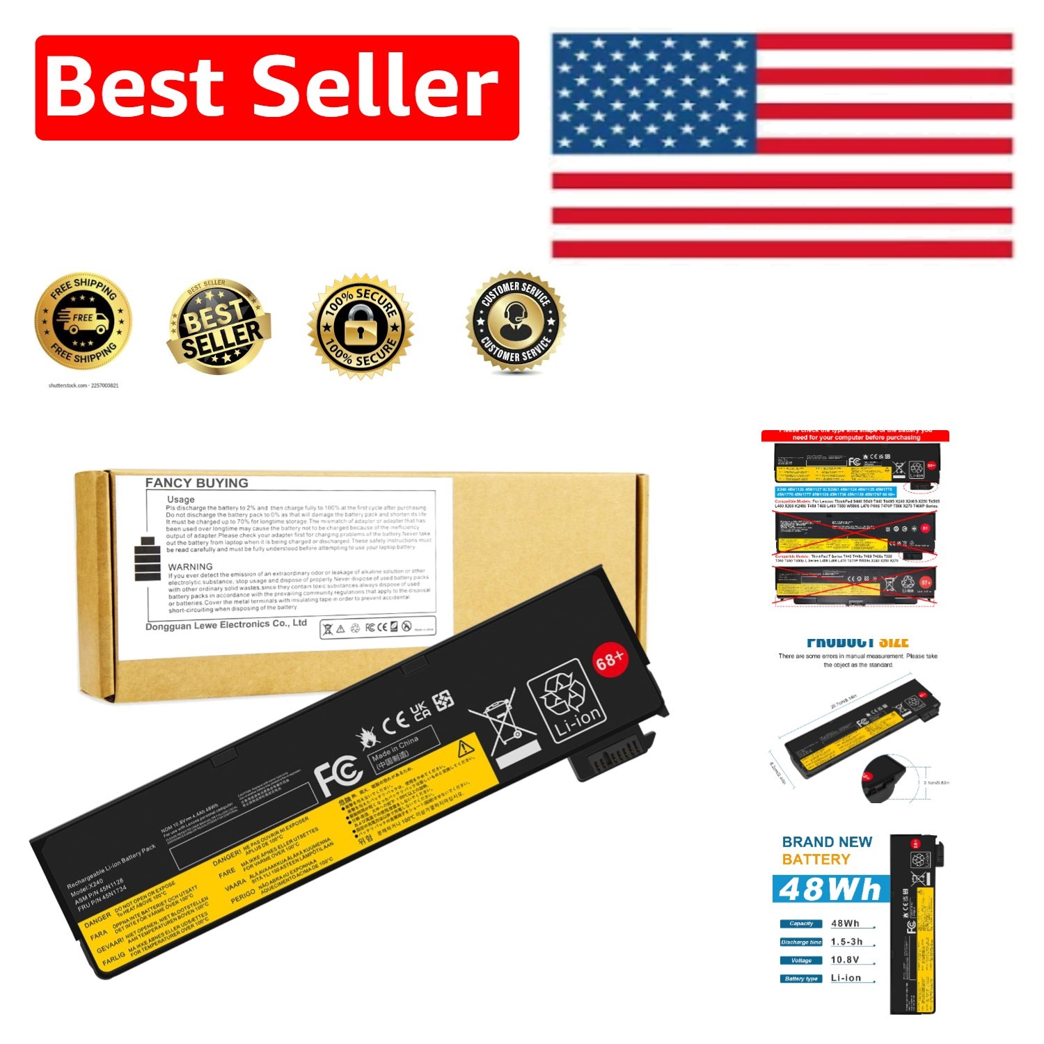 68+ 45N1128 X240 Lithium Polymer Battery for Trustworthy ThinkPad Performance