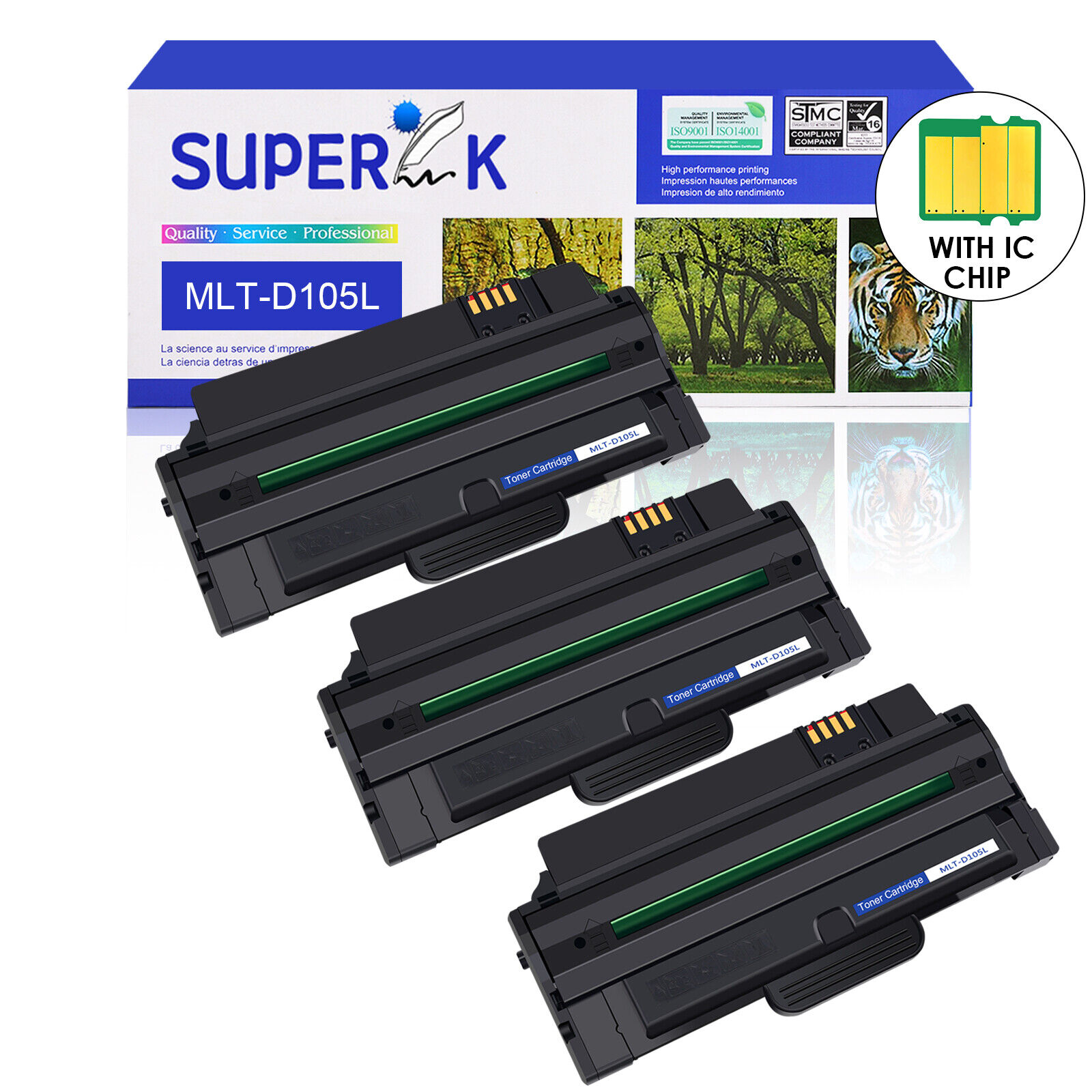 3PK MLT-D105L 105L Toner Cartridge for Samsung SCX-4623FW SF-650 SF-650P Printer
