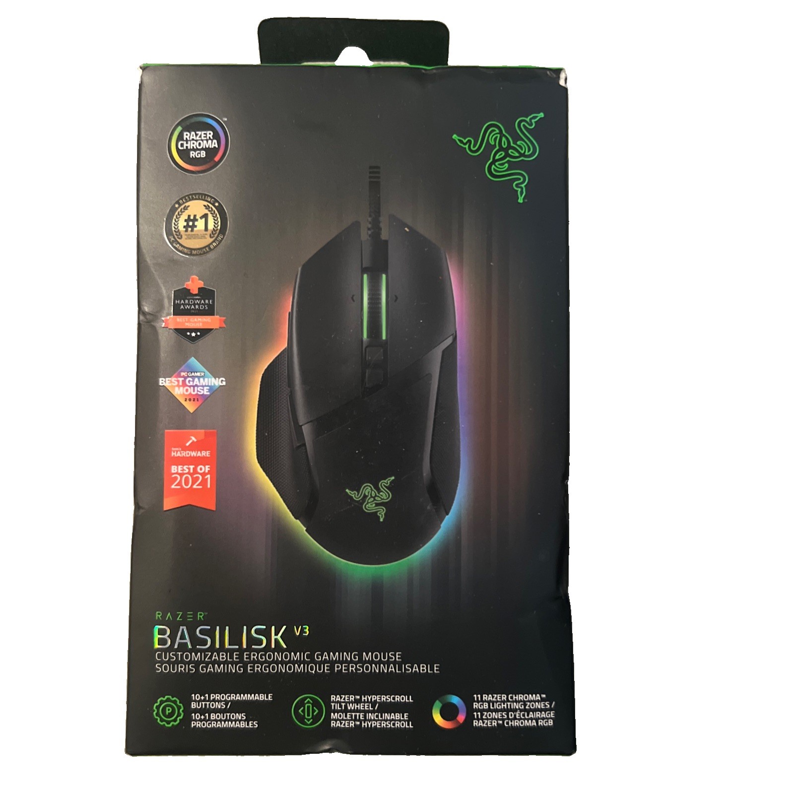 Razer Basilisk V3 26K Optical Gaming Mouse HyperScroll Tilt Wheel NEW Wired