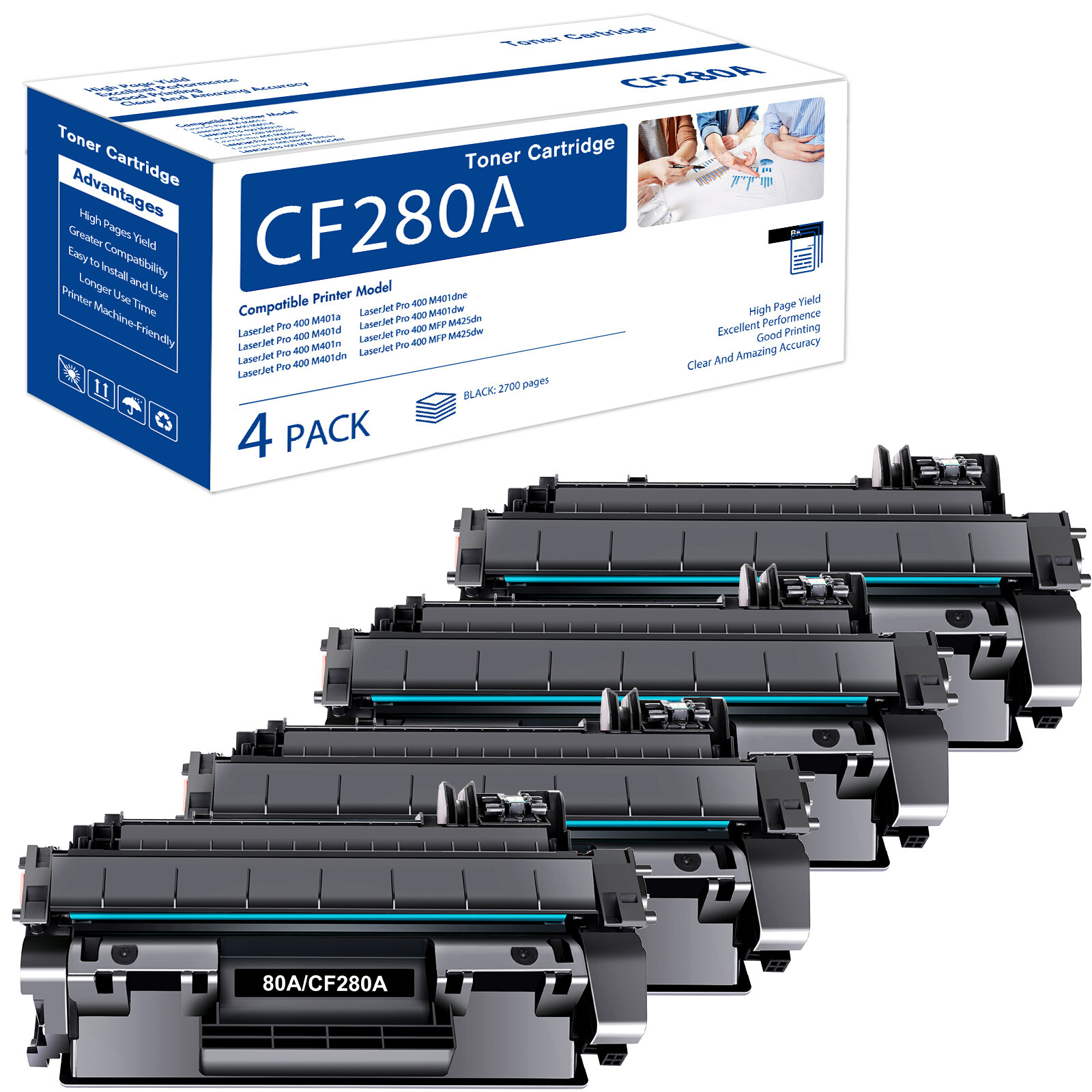 1-10PK 80A CF280A Toner Cartridge for HP LaserJet Pro 400 M401n Toner Lot