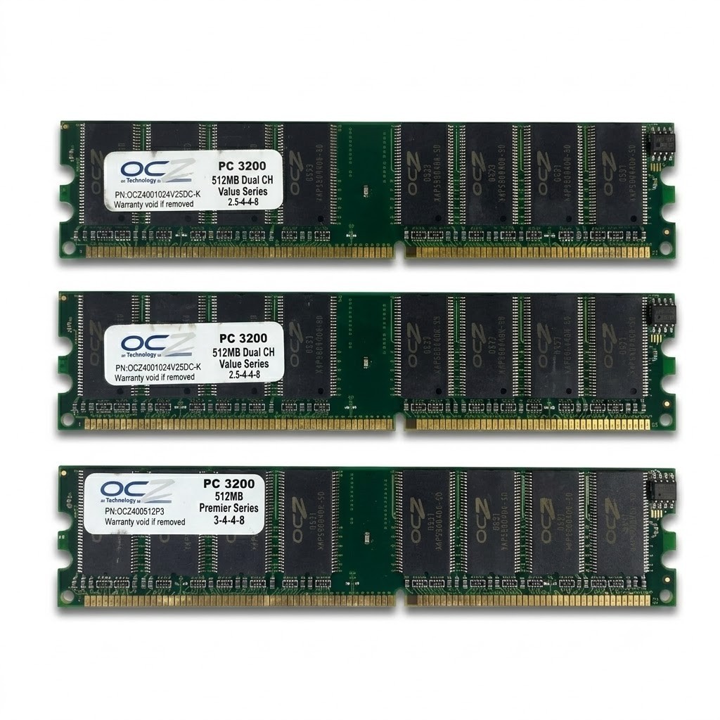 OCZ 1.5GB (3x512MB) DDR 400 PC3200 RAM Lot