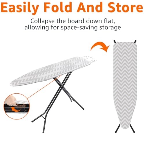 CHEVRON - AMAZON BASICS HEIGHT ADJUSTABLE FULL-SIZE FOLDABLE IRONING BOARD,