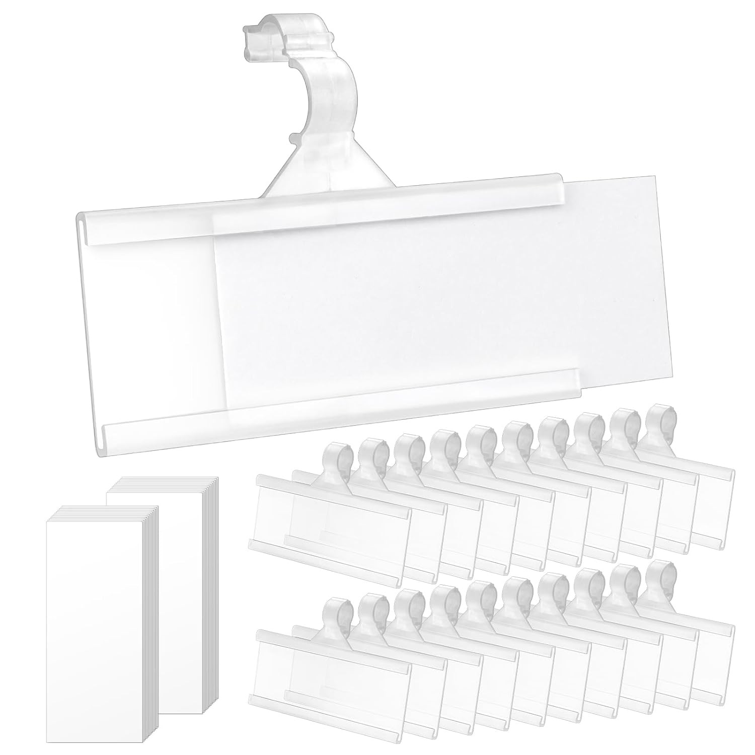 25Pcs Wire Shelf Label Holder, Reusable Plastic Shelf Tags for Pantry Retail Sho