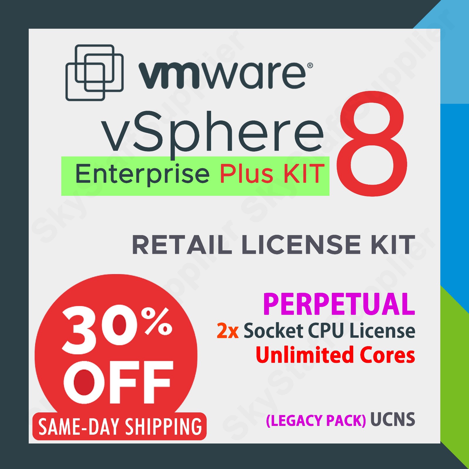 VMware vSphere 8 ENTERPRISE Plus, 2 CPU Perpetual License, Legacy UCNS BRAND NEW