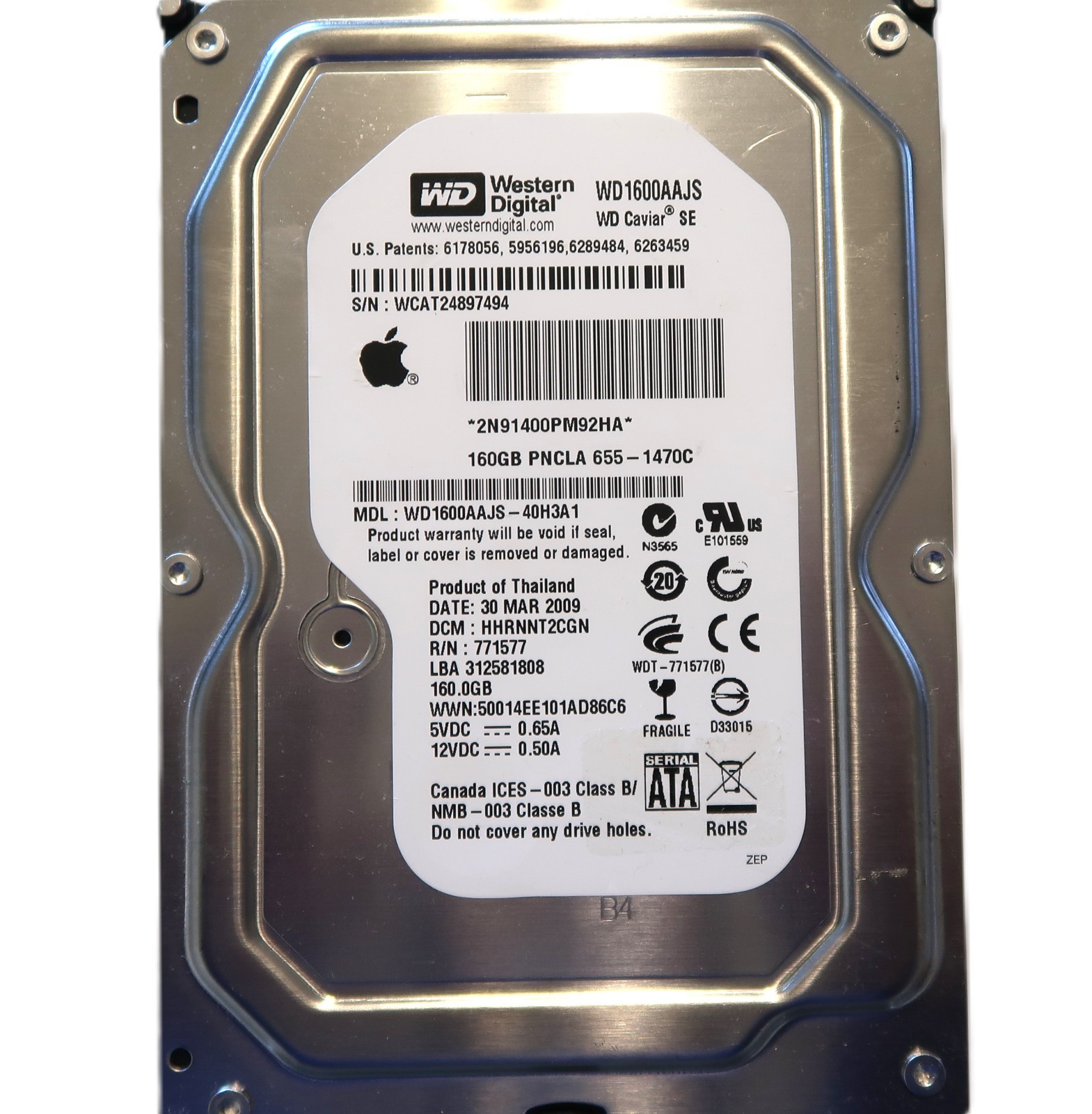 WD1600AAJS-40H3A1 (See description for DCM’s & HDD details) 3.5" 160gb Sata HDD