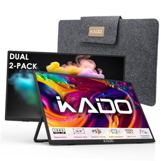 Dual Portable 2-Pack 15.6'' FHD 1080p Ultra-Slim Laptop Monitor | 1920x1080