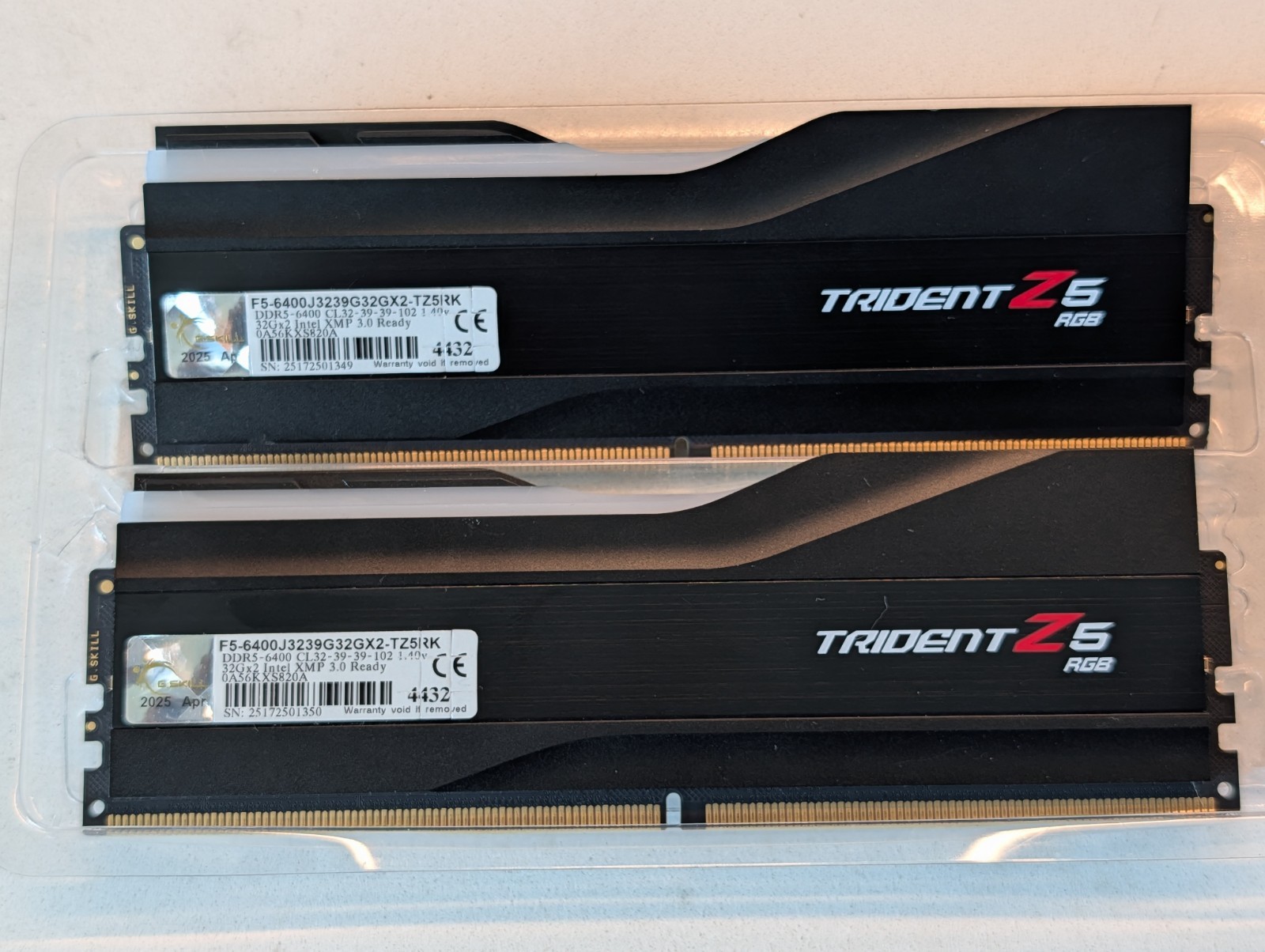 G.SKILL Trident Z5 RGB 64GB 32x2 DDR5 6400MHz CL32 RAM F5-6400J3239G32GX2-TZ5RK