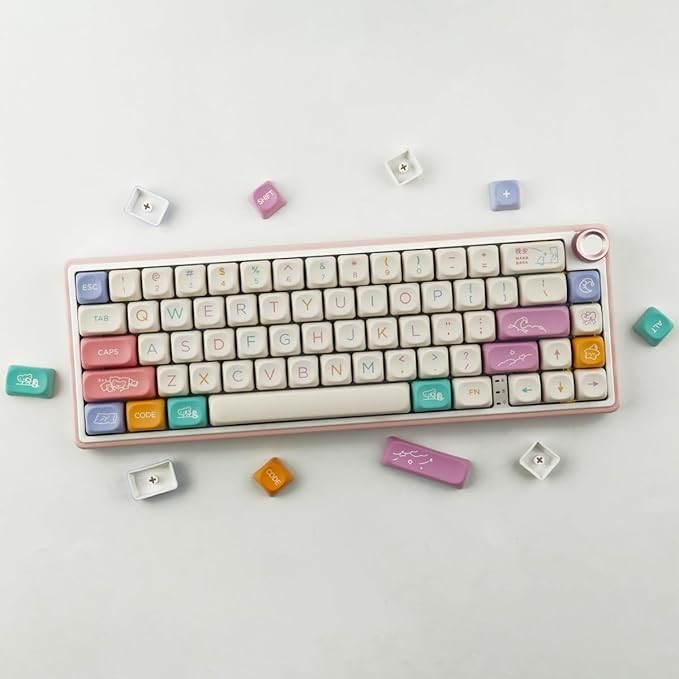Cute MOA Profile Keycaps,126 Keys Custom PBT Keycaps 60 65 75 Percent, Dye-Su...