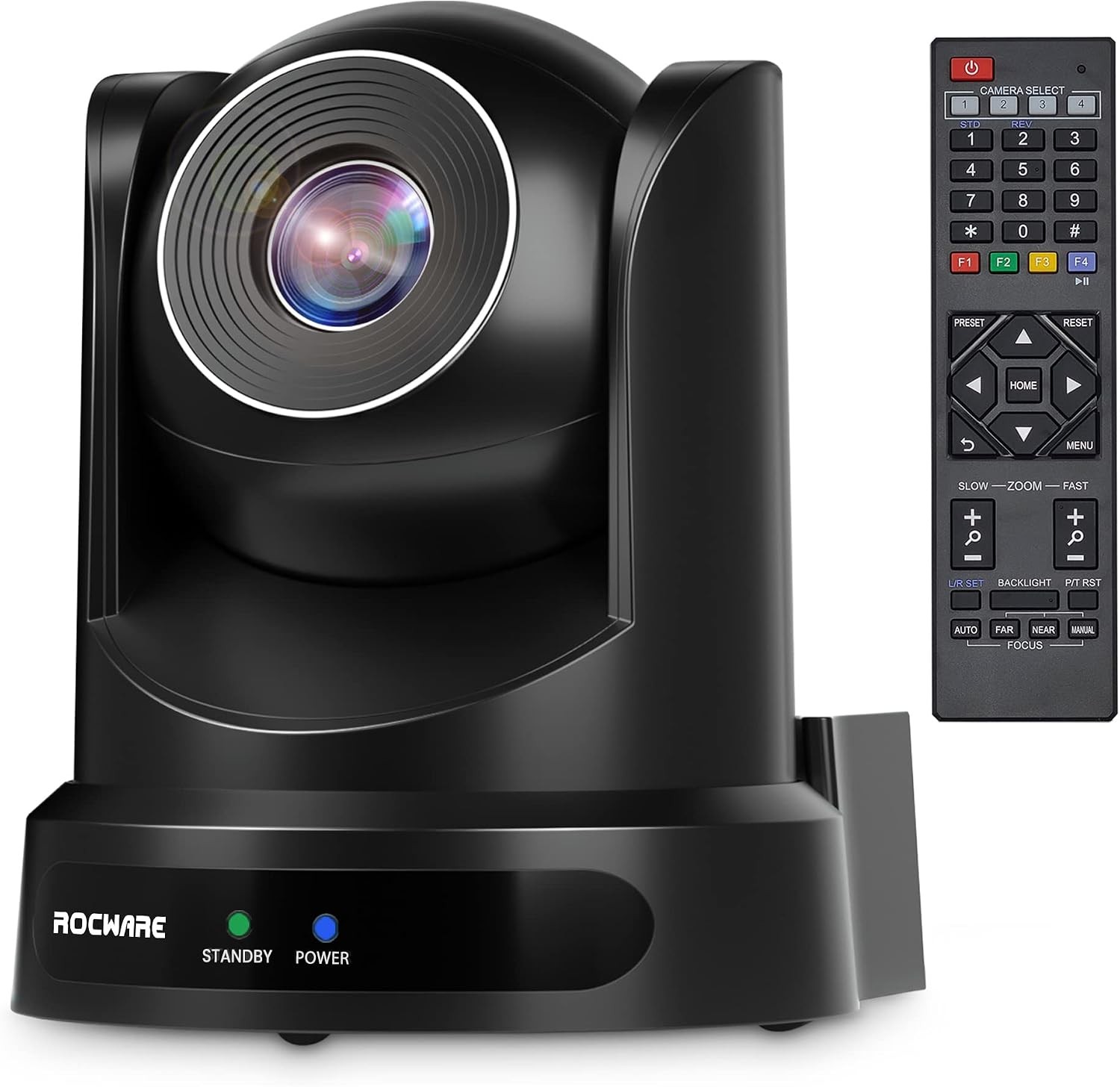 ROCWARE RC20 PTZ Conference Room Camera 10x Optical Zoom USB Webcam with Remote