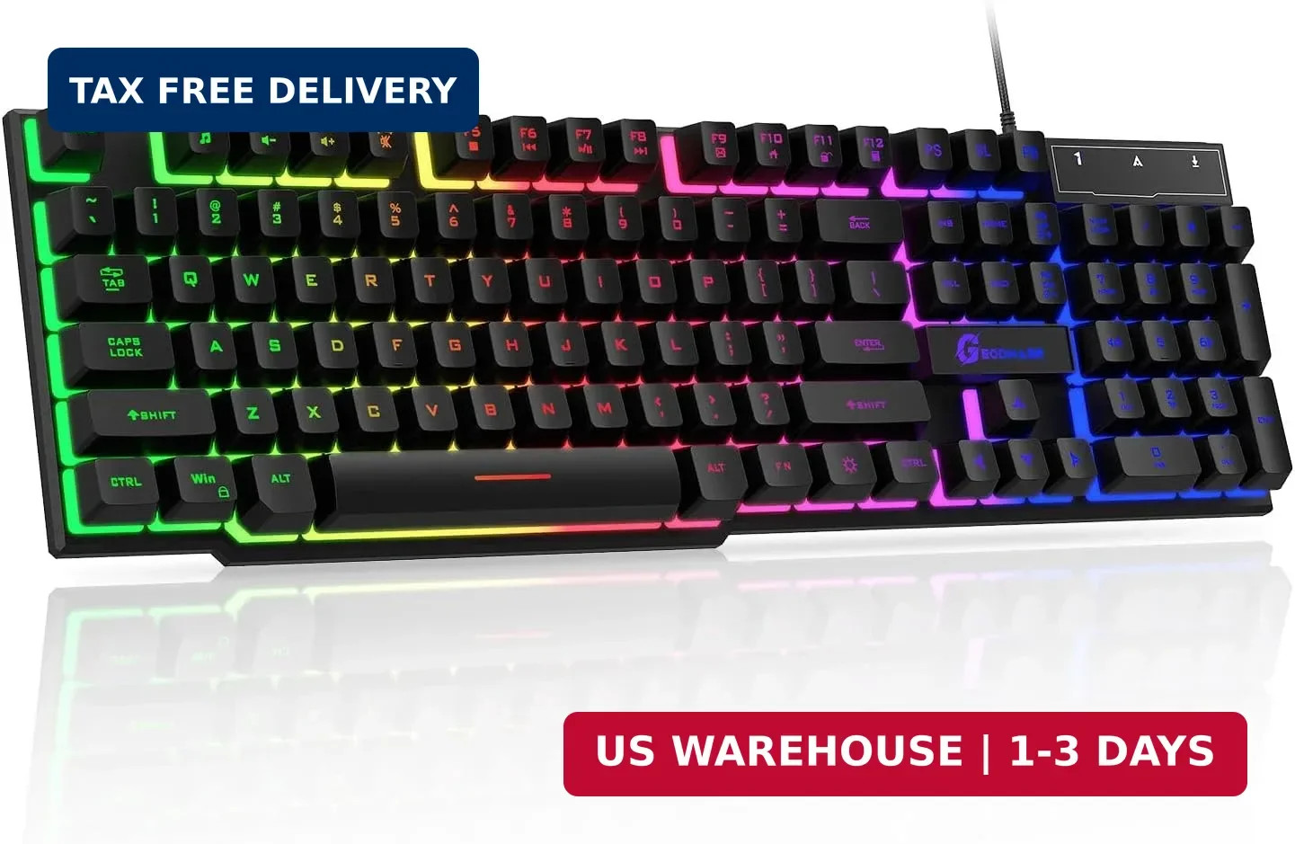 104 Keys Gaming Keyboard Full Size LED Backlit Wired Membrane