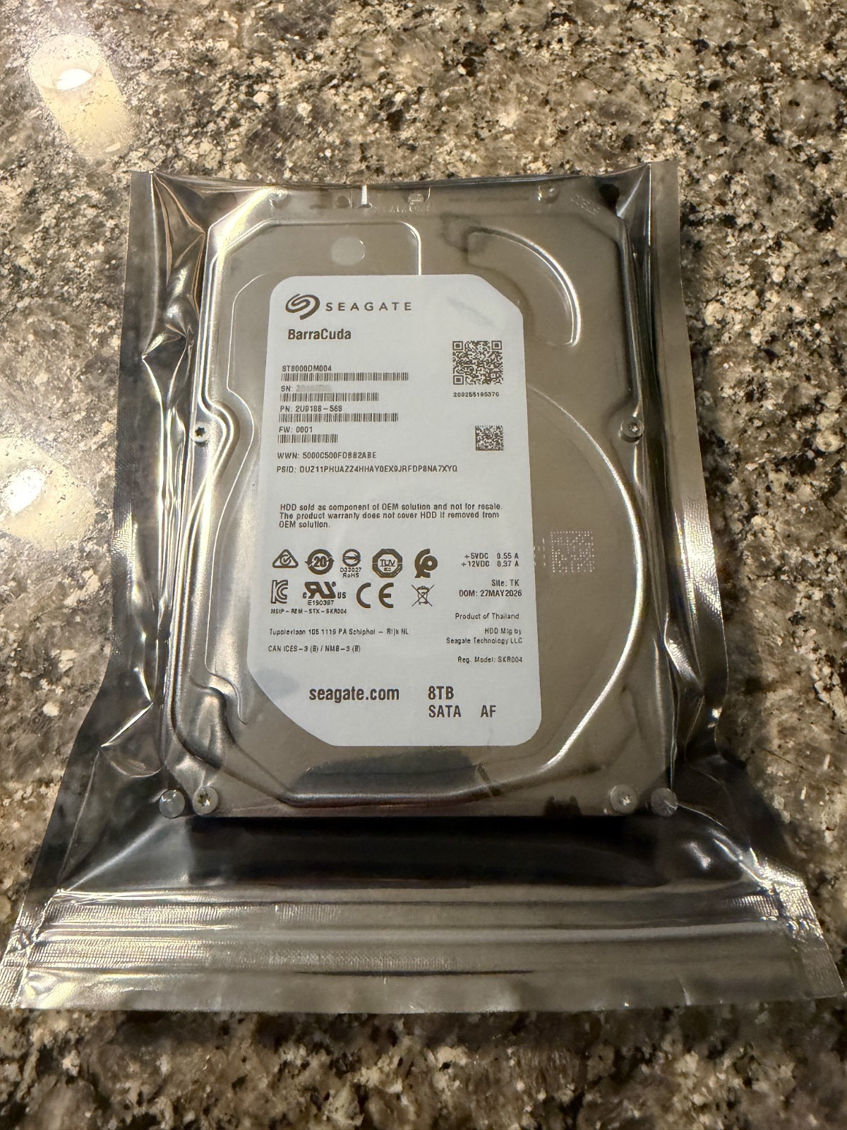 Seagate BarraCuda 8TB Internal HDD 3.5in (ST8000DM004) (2026 MODEL) ZERO HOURS