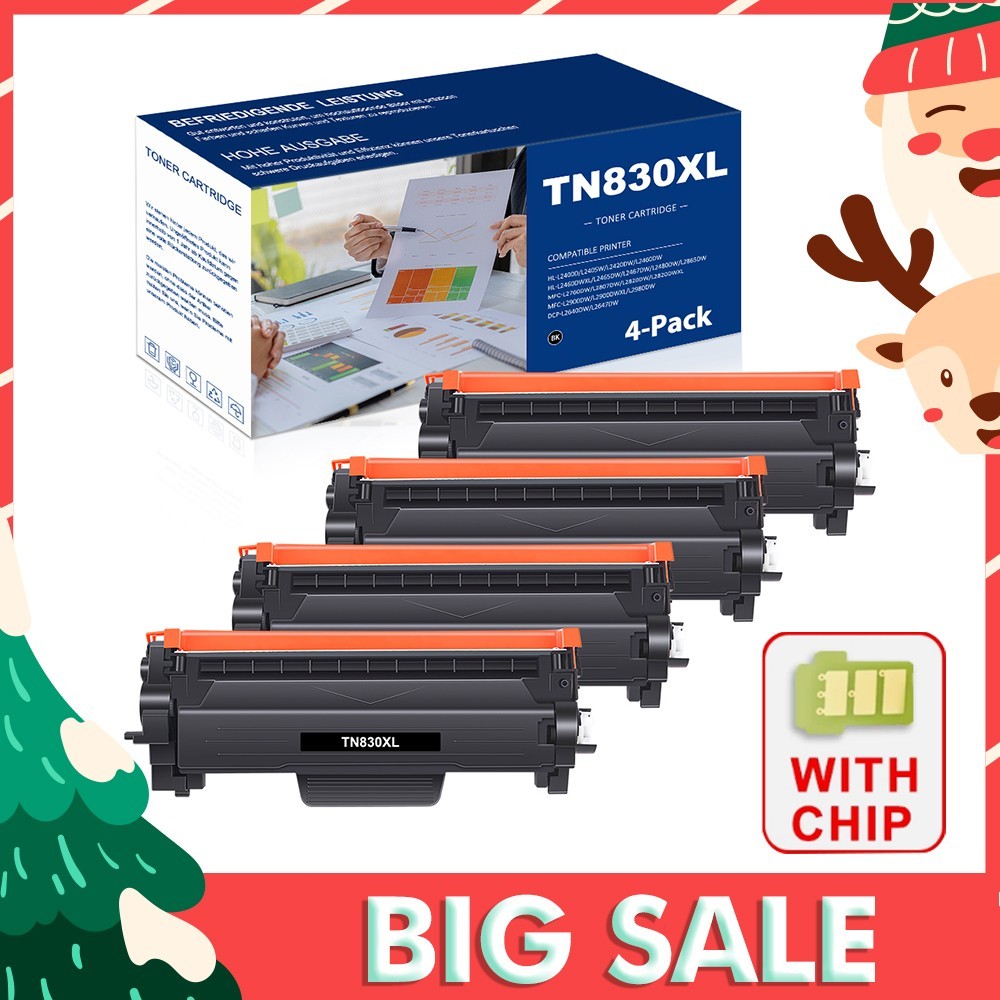 4PK TN830 XL Toner For Brother TN830XL DCP-L2640DW HL-L2405W L2465DW MFC-L2820DW