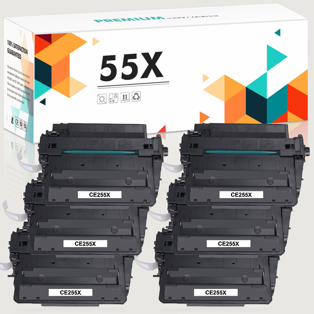 6 PK CE255X 55X Toner Compatible With HP LaserJet Enterprise P3015D P3015X M521D